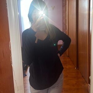 Mudd Brand Size Medium Black and Navy Blue Stripe Long Sleeve Shirt